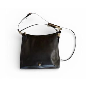 Antonio Melani Black Genuine Leather Medium Square Crossbody Purse Handbag Bag